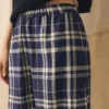 Barrel Leg Check Linen Cotton Pants| Blue/Soya