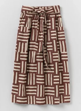 Block Print Patchwork Stripe Wrap Skirt