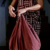 Block Print Patchwork Stripe Wrap Skirt