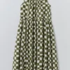 Block Print Warp Check Sleeveless Dress