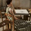 Block Print Warp Check Sleeveless Dress