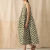 Block Print Warp Check Sleeveless Dress