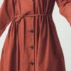 Button Through Cotton Linen Poplin Dress
