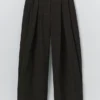 Carys Check Cotton Wool Wide Leg Pants