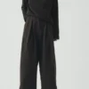 Carys Check Cotton Wool Wide Leg Pants