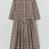 Check Linen Cotton Shirt Dress