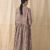 Check Linen Cotton Shirt Dress