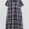 Check Linen Cotton Swing Dress