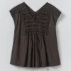 Contrast Smocked Cotton Top