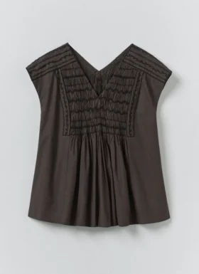 Contrast Smocked Cotton Top