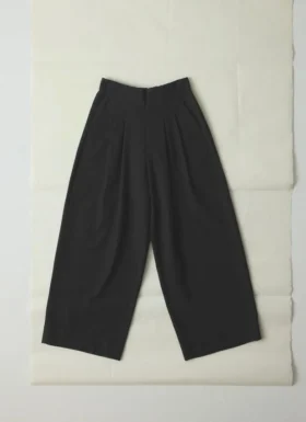 Corinne Wool Cotton Herringbone Wide Leg Pants