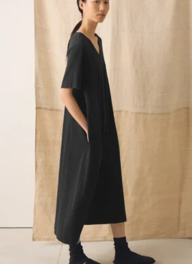 Cotton Jersey V Neck Dress