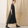 Cotton Jersey V Neck Dress