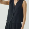 Cotton Linen Canvas Waistcoat Top