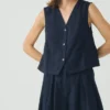Cotton Linen Canvas Waistcoat Top