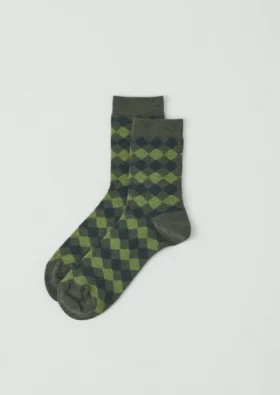 Diamond Jacquard Wool Socks