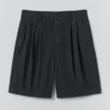 Double Pleat Cotton Poplin Shorts
