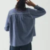 Embroidered Cotton Linen Chambray Shirt