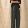 Garment Dyed Linen Barrel Leg Pants