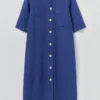 Garment Dyed Linen Button Front Dress