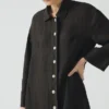 Garment Dyed Linen Button Shirt Dress