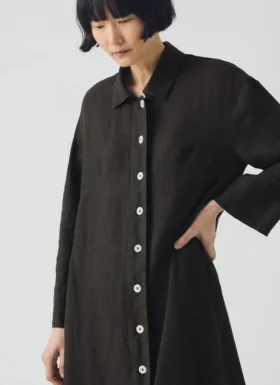 Garment Dyed Linen Button Shirt Dress