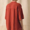 Garment Dyed Linen Grandad Collar Shirt