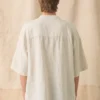 Garment Dyed Linen Grandad Collar Shirt