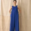 Garment Dyed Linen Scoop Back Jumpsuit