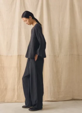Garment Dyed Linen Wide Leg Pants