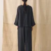 Garment Dyed Linen Wide Leg Pants