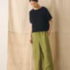 Garment Dyed Linen Wide Leg Pants