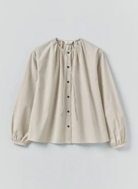 Gathered Neck Mini Stripe Shirt