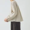 Gathered Neck Mini Stripe Shirt