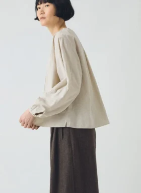 Gathered Neck Mini Stripe Shirt