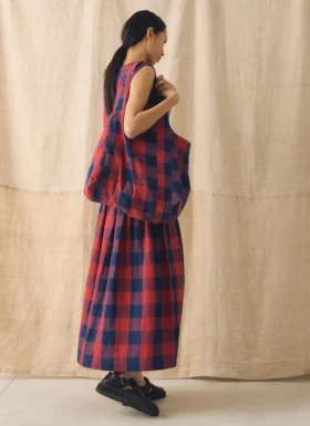 Gingham Check Linen Bag