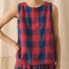 Gingham Check Linen Tank
