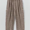 Gingham Linen Cotton Patch Pocket Pants