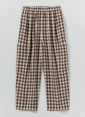 Gingham Linen Cotton Patch Pocket Pants