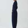 Half Placket Cotton Twill Jumpsuit