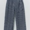 Hickory Stripe Denim Wide Leg Pants