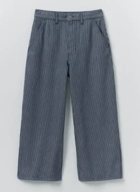 Hickory Stripe Denim Wide Leg Pants