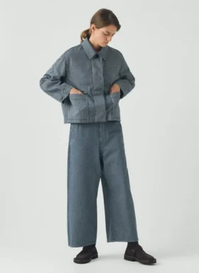 Hickory Stripe Denim Wide Leg Pants
