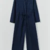 Indigo Cotton Twill Jumpsuit