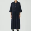 Indigo Cotton Twill Shirt Dress