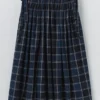 Market Check Pleated Cotton Linen Skirt