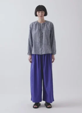 Natural Dye Stripe Cotton Gathered Top