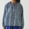 Natural Dye Stripe Cotton Gathered Top