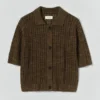 Open Stitch Knitted Linen Cotton Polo