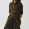 Open Stitch Knitted Linen Cotton Polo